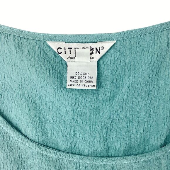 CITRON Santa Monica Silk Tank Top 3X Sage Green Blue Sleeveless Blouse - Picture 7 of 9